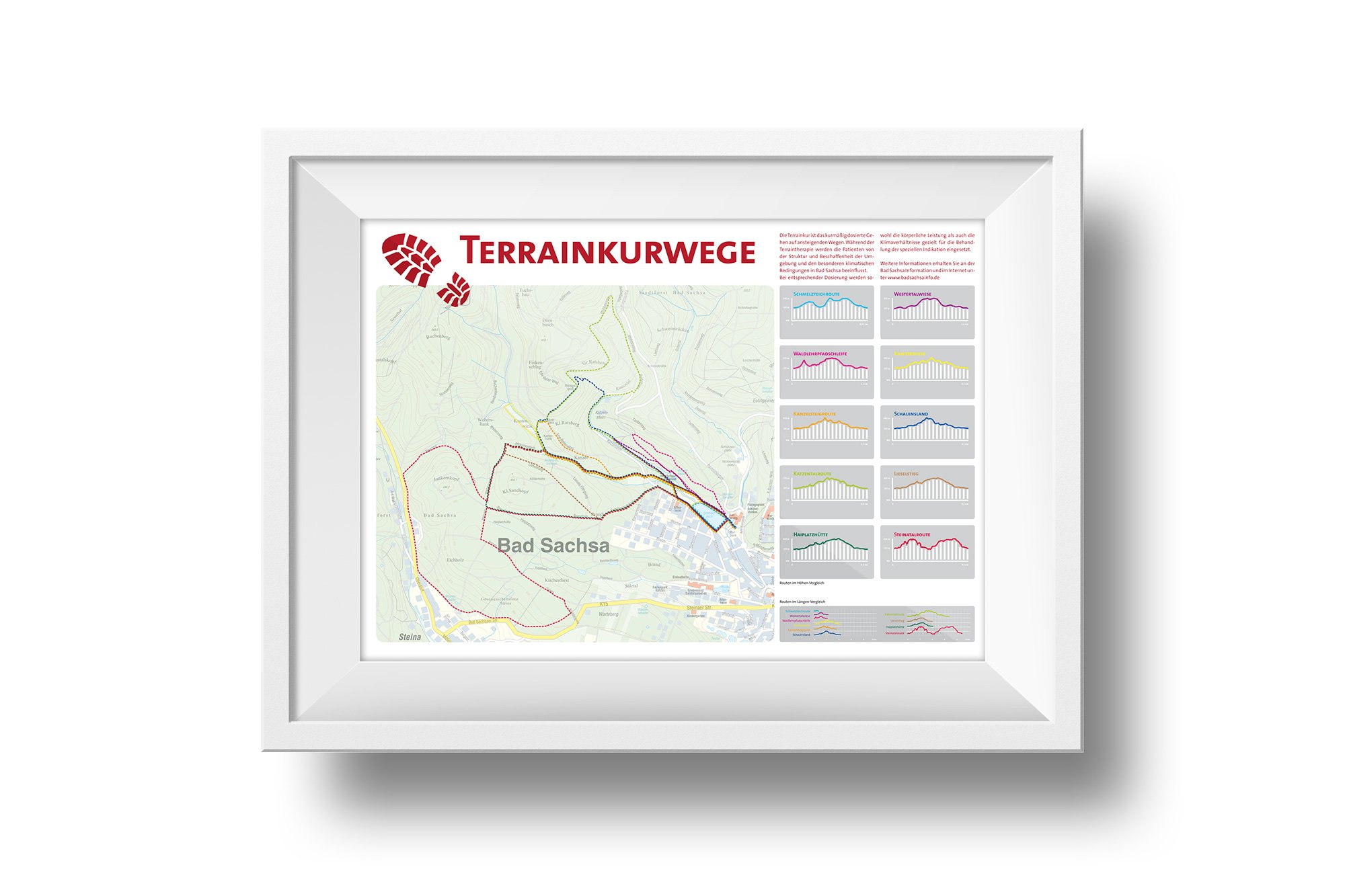 Werbeagentur aus Nordhausen/Thüringen für Grafikdesign und Webseiten: Karte zu den Terrainkurwegen der Stadt Bad Sachsa