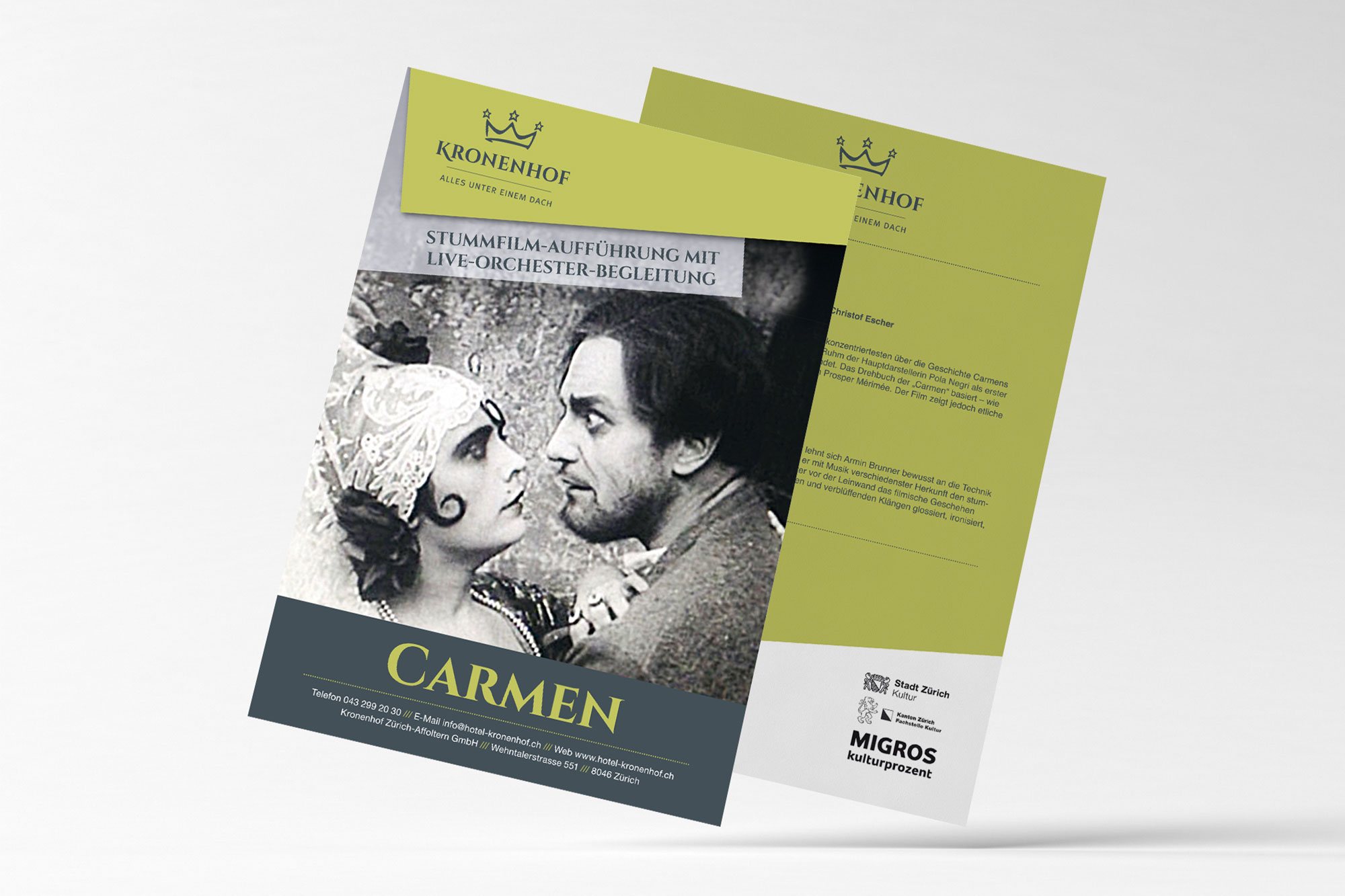 Werbeagentur aus Nordhausen/Thüringen für Grafikdesign und Webseiten: Kronenhof-Flyer Carmen