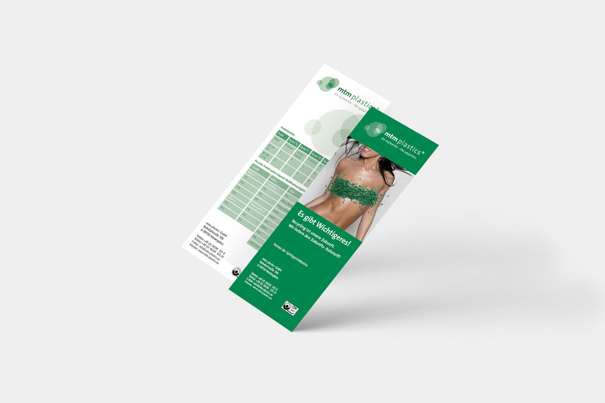 Werbeagentur aus Nordhausen/Thüringen für Grafikdesign und Webseiten: Flyer der mtm plastics für die Industrie