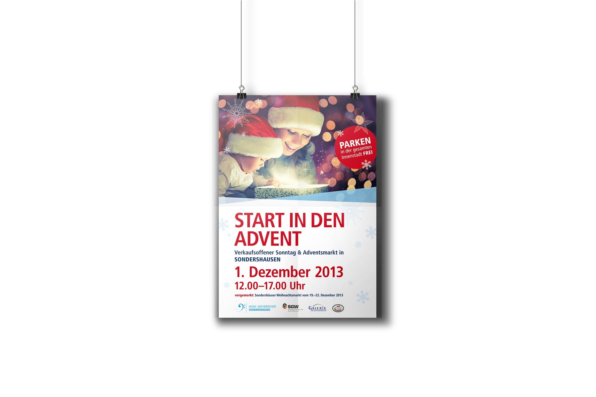 Werbeagentur aus Nordhausen/Thüringen für Grafikdesign und Webseiten: Plakat „Start in den Advent“ der Musik- und Bergstadt Sondershausen