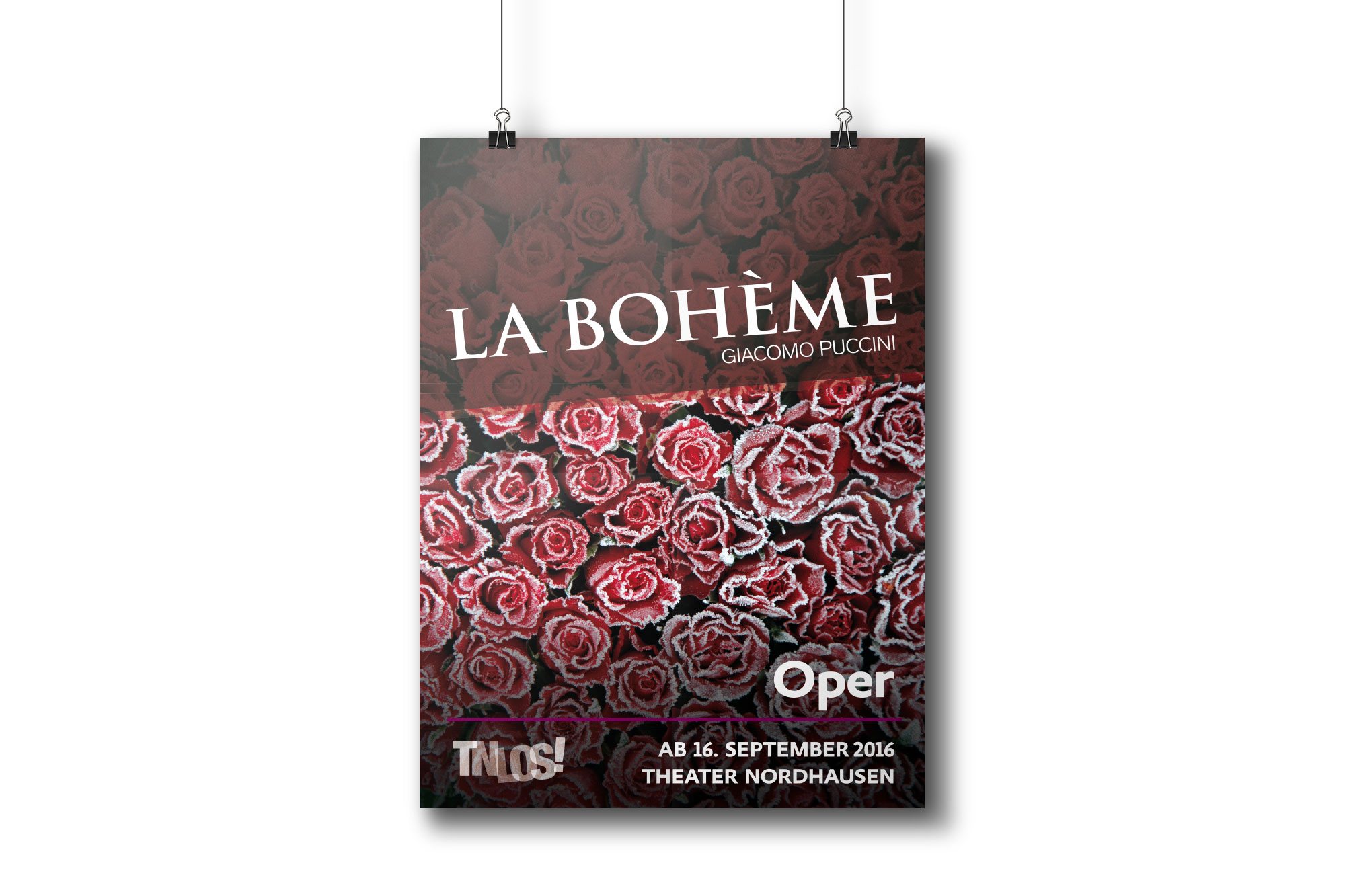 Werbeagentur aus Nordhausen/Thüringen für Grafikdesign und Webseiten: Plakat „La Bohème“ des Theaters Nordhausen/Loh-Orchesters Sondershausen für Kunst und Kultur