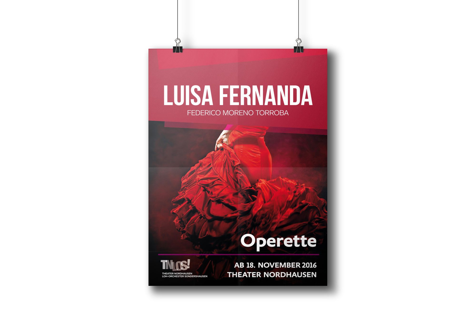 Werbeagentur aus Nordhausen/Thüringen für Grafikdesign und Webseiten: Plakat „Luisa Fernanda“ des Theaters Nordhausen/Loh-Orchesters Sondershausen für Kunst und Kultur