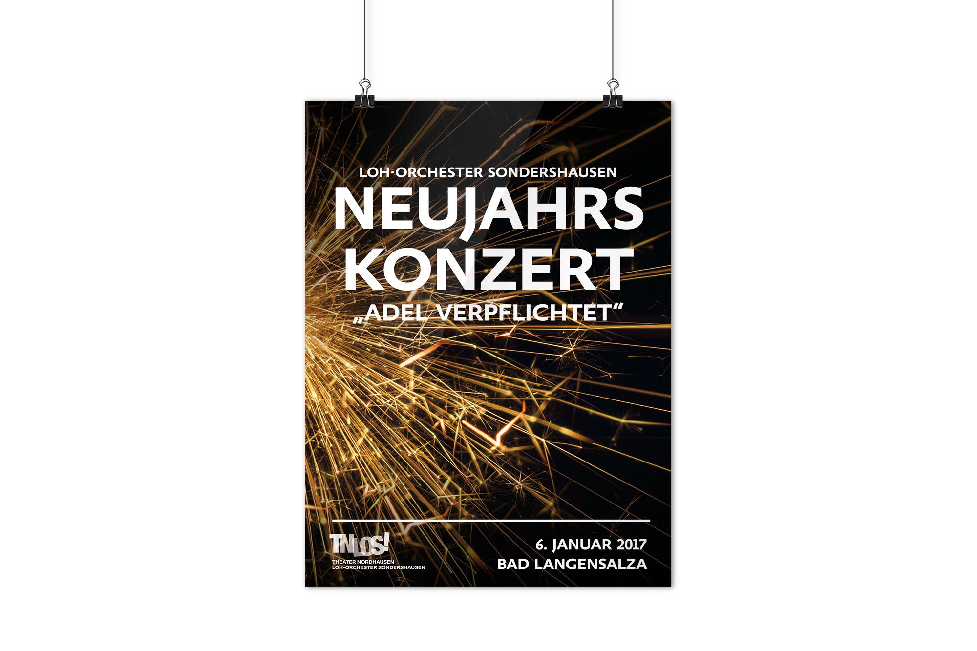 Werbeagentur aus Nordhausen/Thüringen für Grafikdesign und Webseiten: Plakat zum Naujahrskonzert „Adel verpflichtet“ des Theaters Nordhausen/Loh-Orchesters Sondershausen für Kunst und Kultur