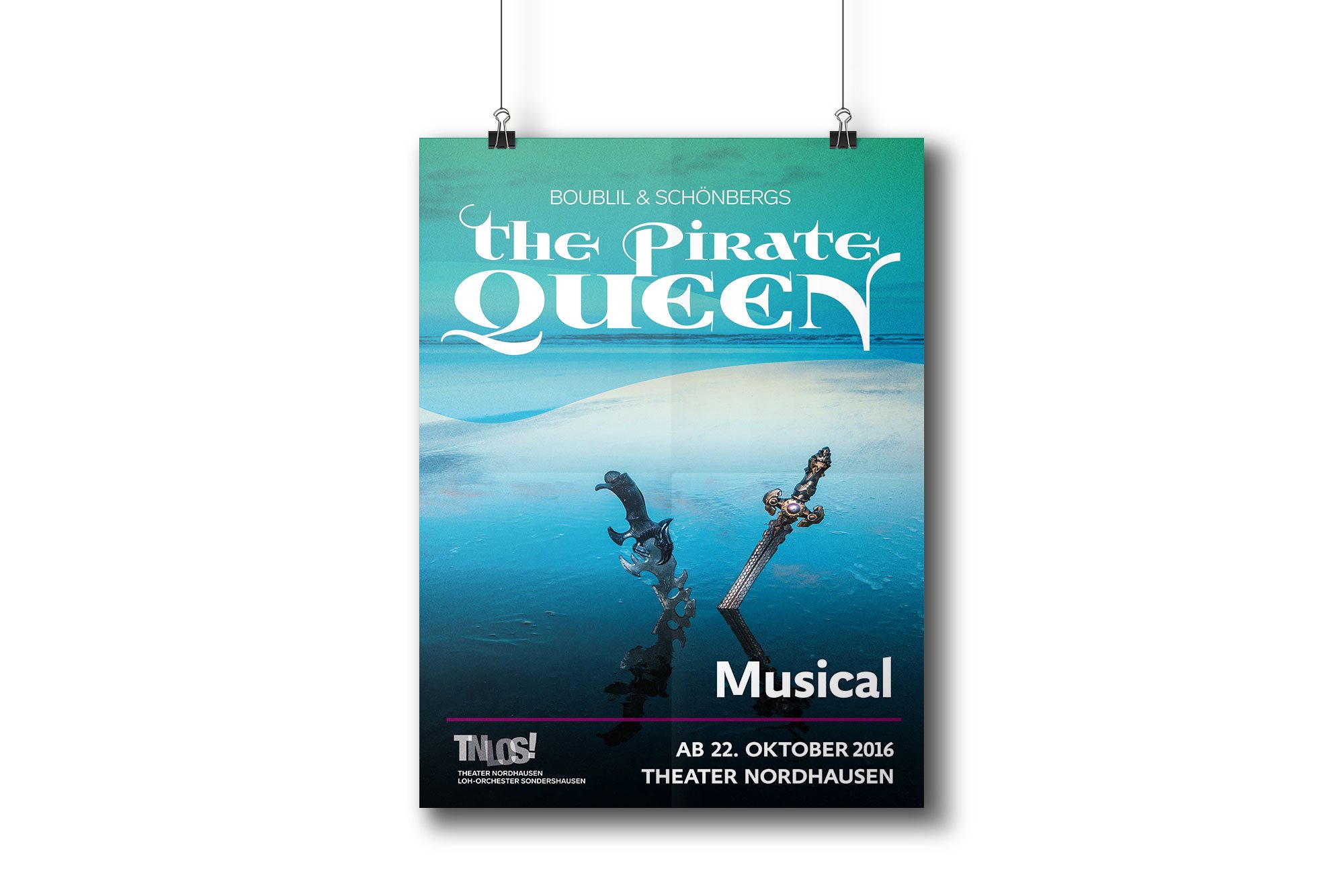 Werbeagentur aus Nordhausen/Thüringen für Grafikdesign und Webseiten: Plakat „The Pirate Queen“ des Theaters Nordhausen/Loh-Orchesters Sondershausen für Kunst und Kultur