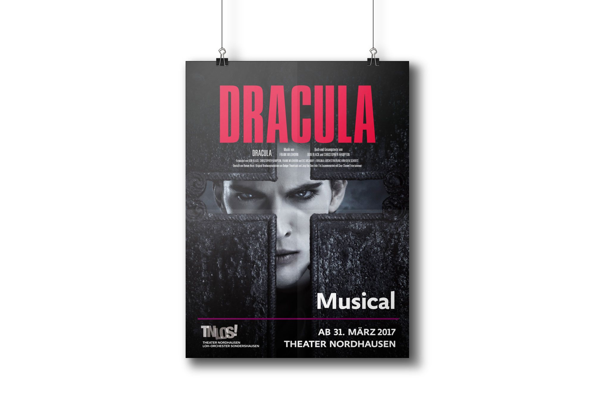 Werbeagentur aus Nordhausen/Thüringen für Grafikdesign und Webseiten: Plakat „Dracula“ des Theaters Nordhausen/Loh-Orchesters Sondershausen für Kunst und Kultur