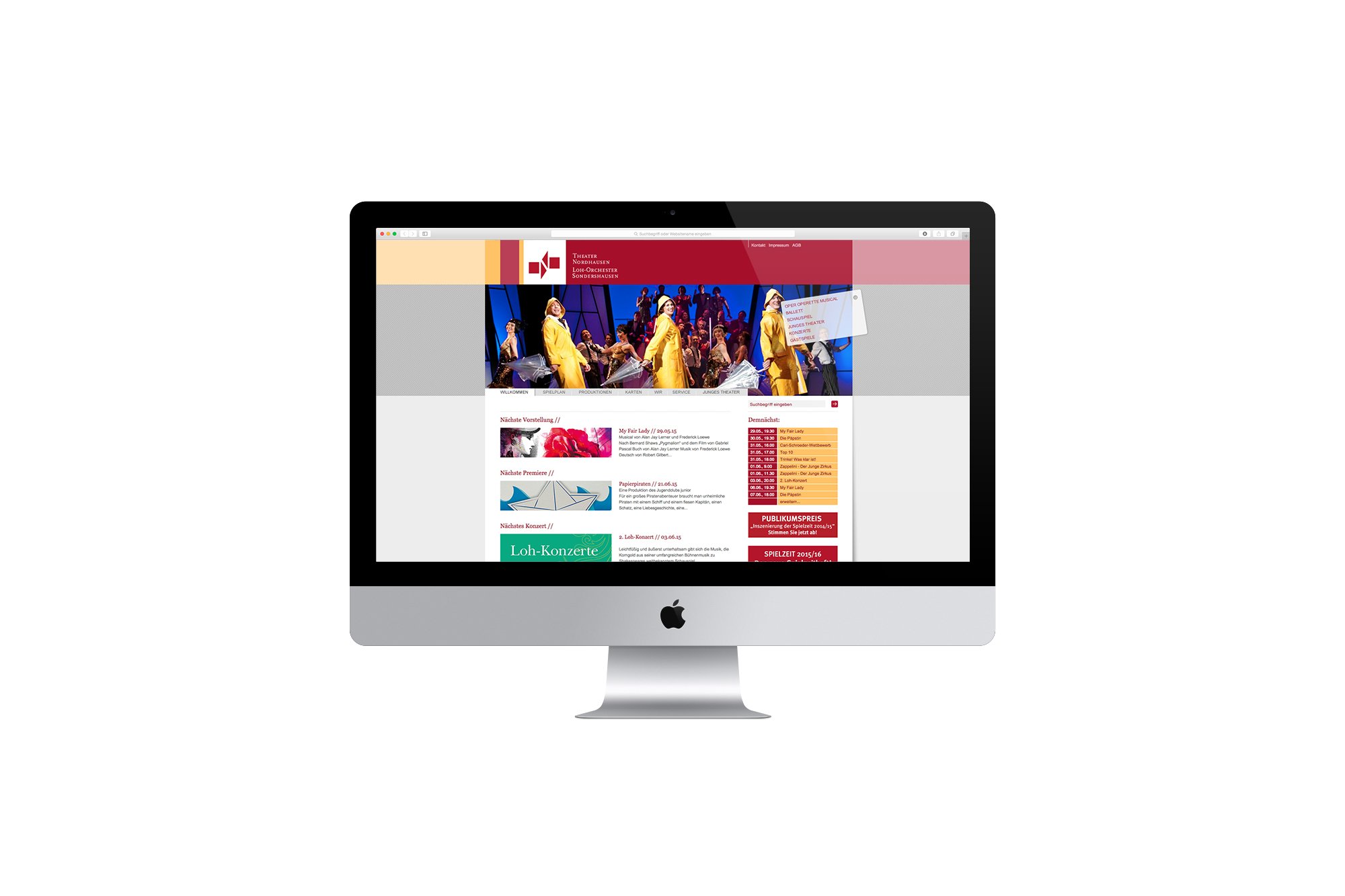 Werbeagentur aus Nordhausen/Thüringen für Grafikdesign und Webseiten: Website des Theaters Nordhausen/Loh-Orchesters Sondershausen für Kunst und Kultur