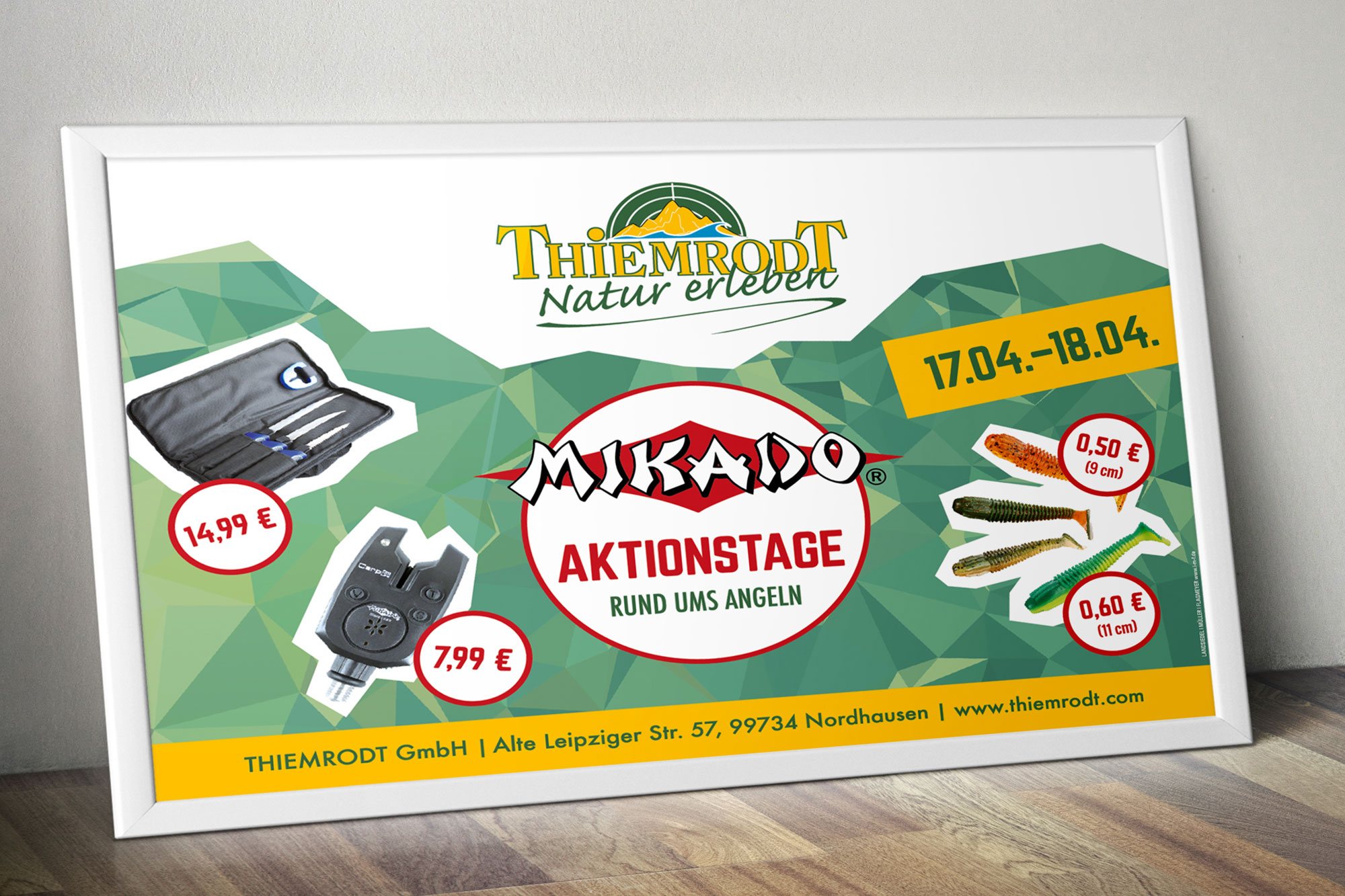 Werbeagentur aus Nordhausen/Thüringen für Grafikdesign und Webseiten: Plakat zu Aktionstagen rund ums Angeln der Thiemrodt GmbH