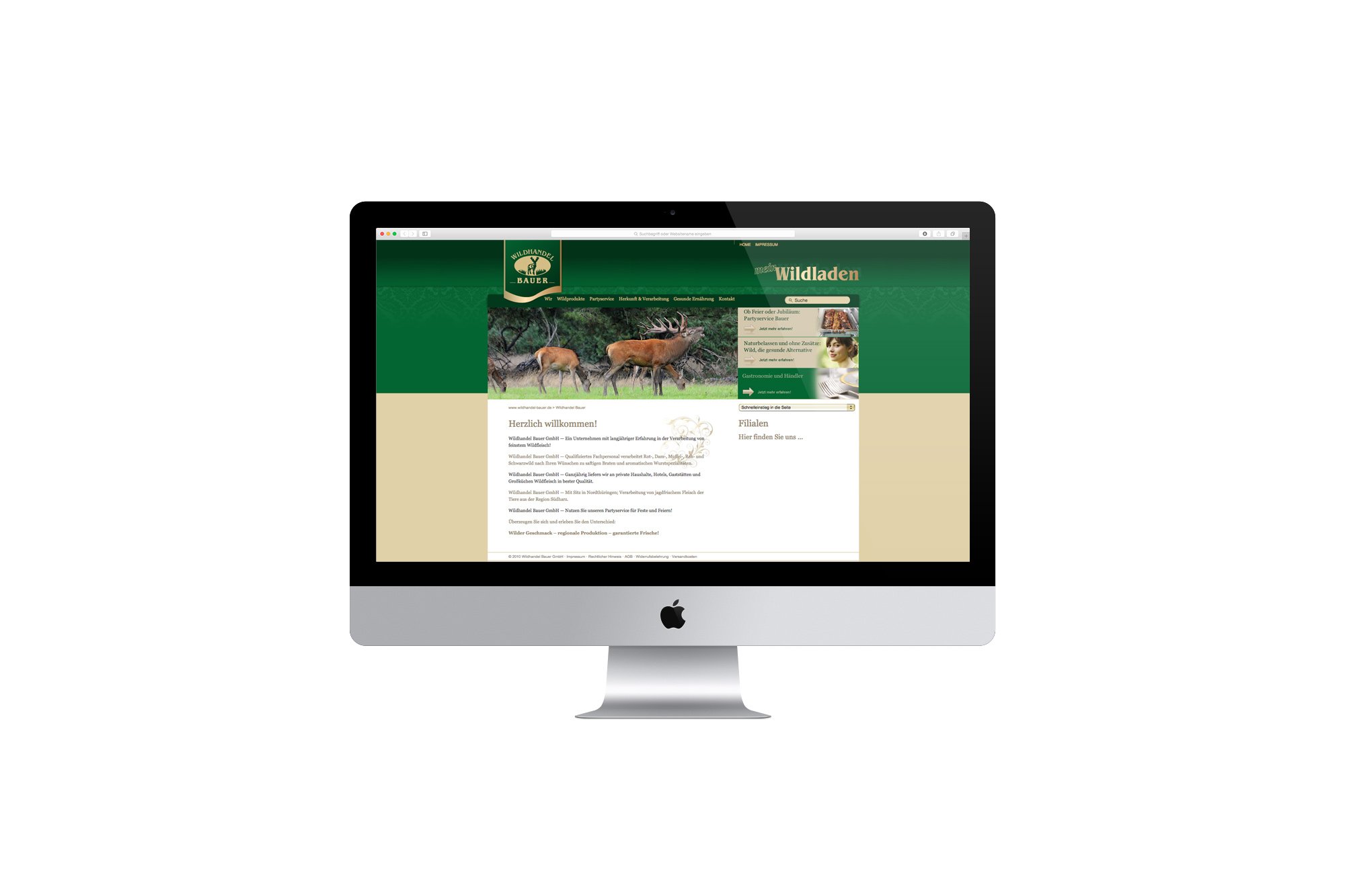 Werbeagentur aus Nordhausen/Thüringen für Grafikdesign und Webseiten: Website des Wildhandels Bauer