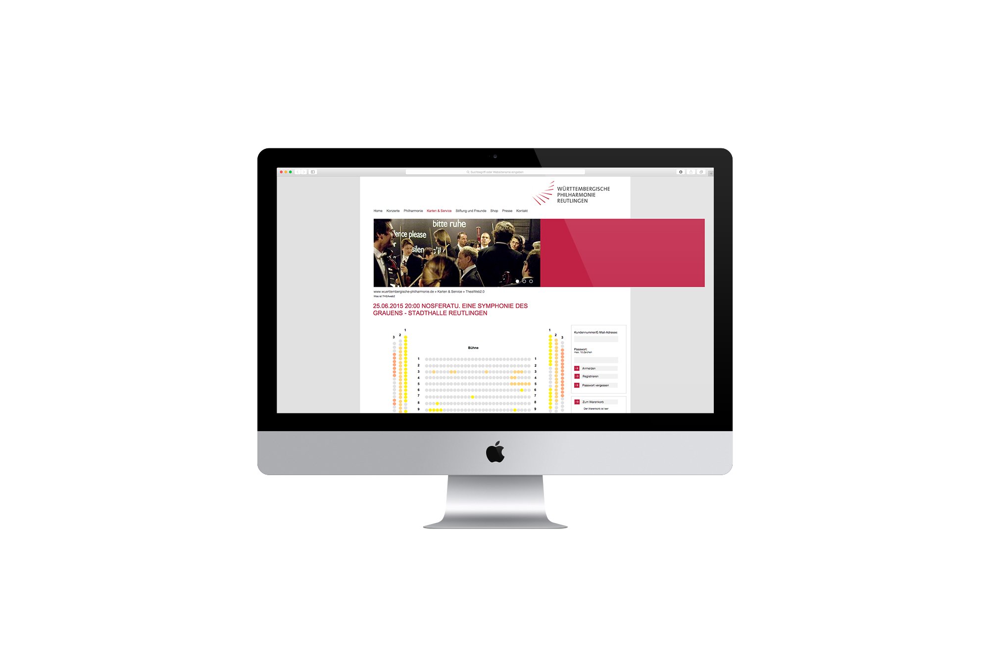 Werbeagentur aus Nordhausen/Thüringen für Grafikdesign und Webseiten: Webseite „Karten & Service“ der Württembergischen Philharmonie Reutlingen für Kunst und Kultur